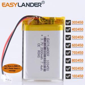 JST 2.0mm 3핀 3.7V 103450 리튬 이온 폴리머 배터리 Lipo