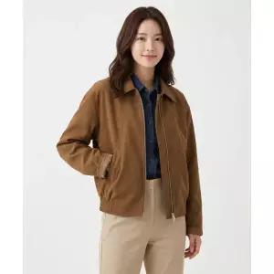 MICHIKO LONDON KOSHIN 클래식 스웨이드 블루종 카멜 브라운