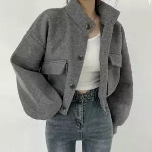 여성 3컬러 크롭 코트 패션 가을 캐주얼 블루종점퍼 스타일리시