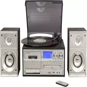 블루투스 AM/FM 라디오 CD/카세트 플레이어 USB SD 카드 리더기 보조 기능이 있는 Crosley CR7014A-BK