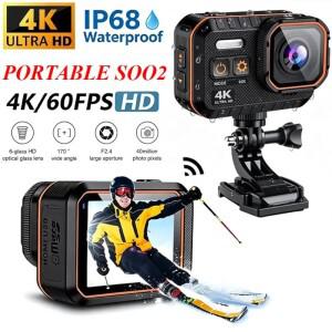 4K 60FPS HD 액션 카메라 WiFi 휴대용 170 °   광각 야외 스포츠 방수 캠코더(LED 스크린, 자전거 헬멧,