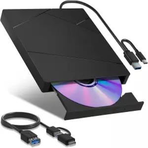 WBACON PC용 외장 블루레이 드라이브 50GB R/W 및 버너 지원 확장 데이터 케이블 USB 3.0이 포함된 DVD