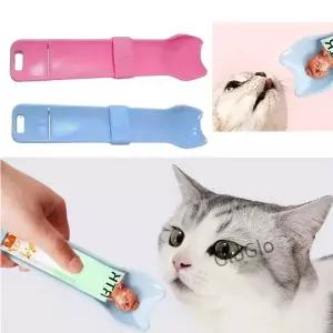 고양이 스트립 짜기 숟가락 바 피더 애완 동물 용품 젖은 액체 간식 먹이 도구