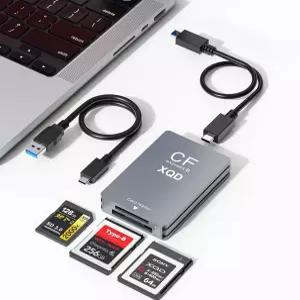 10Gbps CFexpress/XQD/SD 카드 리더기 3in1 타입 B 어댑터 메모리 USB 3.2 Gen 2 Thunderbolt 3/4 포트