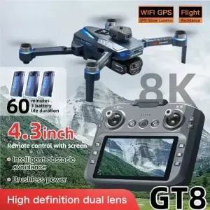 GT8 드론 8K 가용 듀얼 카메라 GPS FPV 브러시리스 모터 옵티컬 플로우 호버링 폴딩 쿼드콥터 4K RC