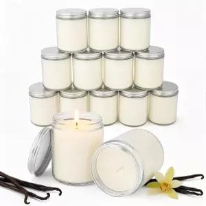 Trxvxo 12 PCS 8oz 대형 바닐라 향초 화이트 소이 왁스 캔들 세트 오래 지속되는 따뜻하고 아늑한 향기