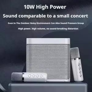 2 무선 듀얼 마이크가있는 노래방 기계 휴대용 Boombox AUX TF 카드 U 플레이어 파티 용 음성 체인저