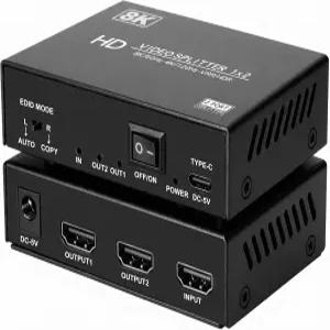 듀얼 모니터용 8K HDMI 스플리터 1 in 2 출력 4k@120Hz 1x2 2.1 확장 없음 지원 4 48Gbps EDID 오토다운