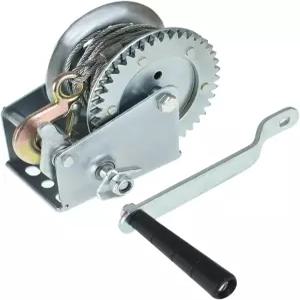 미토하렛 1200파운드 손 윈치와 브레이크 컴어롱 실버 고탄소강 4.0mm x 10m 로프 보트 트레일러 ATV용