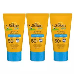 Boots Soltan 영국 부츠 솔탄 키즈 프로텍트 & 모이스처라이즈 미니 선케어 로션 SPF50+ 50ml x 3팩