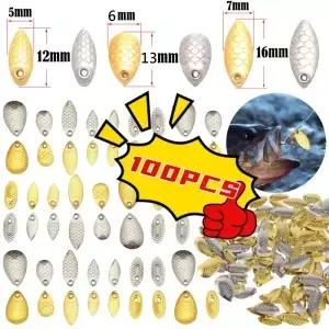 100-10Pcs 낚시 회 전자 블레이드 장비 부드러운 금속 구리 니켈 스푼 플레이트 유인 공예 미끼 액세서리