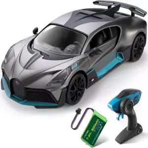 MIEBELY 원격 조종 자동차 부가티 디보 1/16 스케일 RC카 시속 12km 2.4GHz 라이선스 모델 7.4V 500mAh