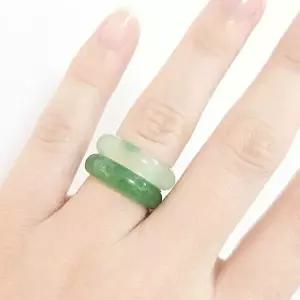 리빙러빙 천연 옥 반지 가락지 비취 원석 쌍가락지 Y2K 패션 소품 커플링-WFQNU30