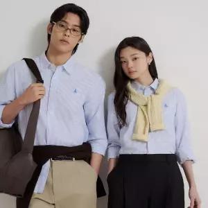 빈폴 멘 FW26Essential 남녀공용 옥스포드 스트라이프 셔츠블루 BC6864E91P