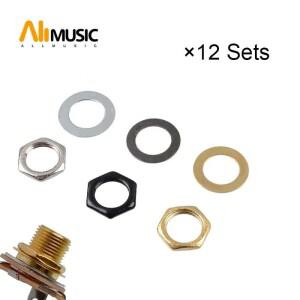 12 세트 입력 출력 잭용 9mm 일렉트릭베이스 기타 너트 와셔  M9 소켓 가스켓 실버 골드 블랙