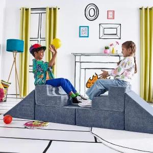 Yourigami 및 플레이 짐 플레이룸 소파 세트 내구성 있는 모듈형 디자인 블루 라군