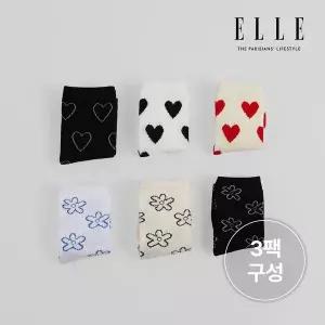 [하프클럽/엘르 이너웨어]엘르 여성 하트/플라워 장목 3팩(PACK)