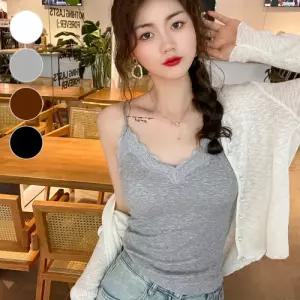 레이스 브이넥 캡내장 끈나시 ELC-1020