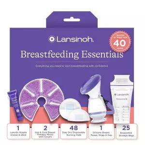 Lansinoh You've Got This 초보 엄마 위한 모유 수유 필수품 키트 패드가 있는 77피스 선물 트 보관 가방