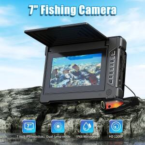 7인치 IPS 어군탐지기 15-50M 케이블 2650mAh 배터리 165 °   광각, 1200TVL 수중 낚시 카메라 야간 투시