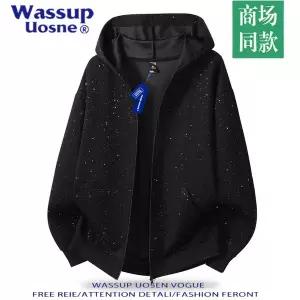 후드 티 가을 겨울 풀오버 맨투맨 WASSUP UOSNE 미국식 별무늬 집업 남자 남성 기모 보온 고급스러운 아우