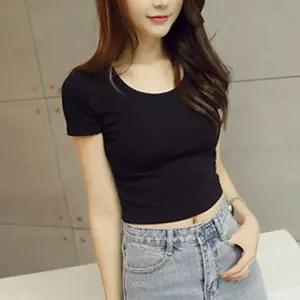 쫀쫀 슬림핏 반팔티 크롭 면스판 무지티 스판 여름