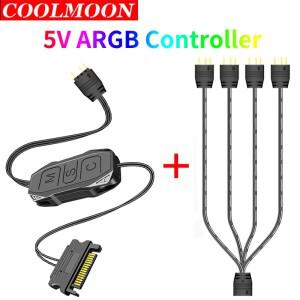 COOLMOON AR-1 RGB 컨트롤러 케이블, SATA 미니 허브 어댑터, PC 선풍기 냉각 라이트 스트립용, 5V, 3 핀,