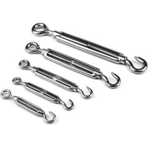 5PCS 후크 및 아이 OC  턴버클 크기 스테인레스 스틸 304 헤비 듀티 리깅 링 하드웨어 와이어 로프 장력