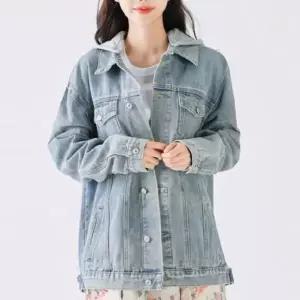 [하프클럽/]봄가을 후드청자켓 여성 루즈핏 데님후드 청후드