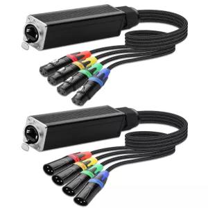 CERRXIAN 4채널 멀티 스네이크 3핀 XLR to Ethercon 호환 RJ45 Cat5/Cat6 이더넷 브레이크아웃 라이브 무대
