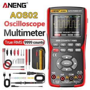 전문 디지털 오실로스코프 ANENG AOS02 멀티미터 트루 RMS 48MS/s 샘플링 속도 10MHZ 아날로그 대역폭 데이