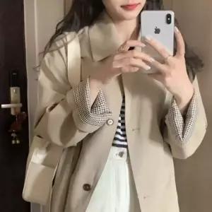 여대생 싱글 트렌치 코트 바람막이 간절기 봄 자켓
