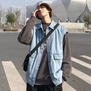 데님 빈티지룩 청자켓 베스트 청조끼 오버핏 패션루키