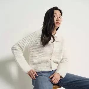 [백화점 정품] 빈폴 레이디스 트위드 라운드넥 가디건 카디건 - 아이보리 BF615AC040