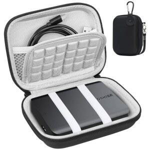LACDO 하드 드라이브 휴대용 케이스 TOSHIBA CANVIO BASICS / FLEX ADVANCE GAMING용 외장 1TB 2TB 3TB 4TB 2.5인치 HDD EVA 충격 방지 여행용 가방 블랙+그레이