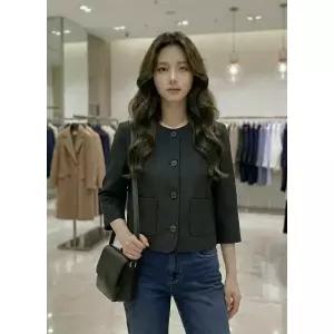 [롯데백화점]SOUP 노카라 칠부소매 크롭자켓  SC4JKM1E