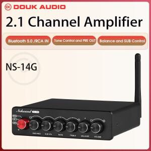 Douk 오디오 NS-14G 하이파이 2.1 채널 블루투스 디지털 앰프  스테레오 리시버  데스크탑 서브우퍼 TPA311