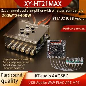XY-HT21MAX 2.1 채널 TPA3223 200Wx2+400W 블루투스 디지털 오디오 파워 앰프 모듈 고음/저음 서브우퍼 사
