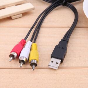 USB 수 A to 3 RCA AV TV 어댑터 코드 케이블  오디오 1.5M  5ft