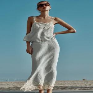 ZARA 링클 효과 레이스 탑 - 라이트 그레이 8741/806/811