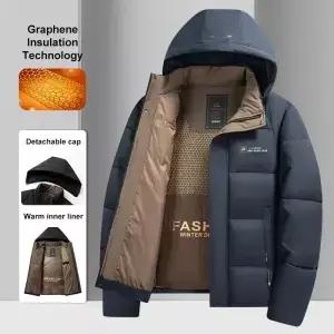 Graphene 따뜻한 방풍 자켓 남자 겨울 새로운 패션 편안한 두꺼운 야외 후드 오버 코트 남성 캐주얼 의류