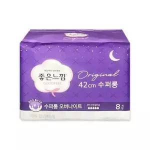 롱사이즈 생리대 오버나이트 여성 수퍼롱 위생 8개입