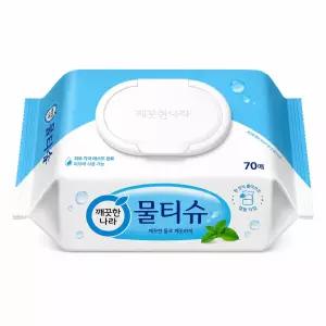 깨끗한나라물티슈 페퍼민트블루 캡형70매 20팩