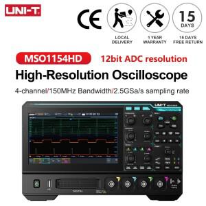 UNI-T 4채널 디지털 오실로스코프 MSO1154LED 150MHz/250MHz 2.5GSa/s 오실로스코피오 12비트 ADC 샘플러