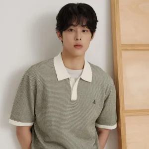 빈폴 멘 투톤 텍스쳐 칼라넥 니트카키 BC6351C32H