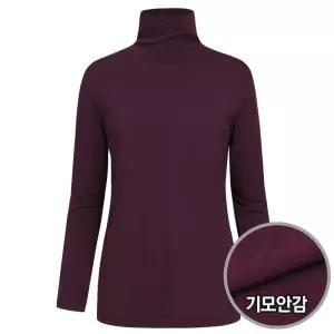 [샵앤]여성 국산 베이직 기모 스판 무지 폴라 티셔츠 DAI-WSH-0353-버건디