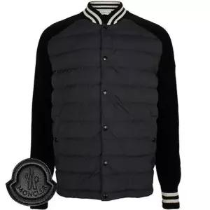 몽클레어 블랙 로고 니트 믹스 구스 다운 자켓 9B00011 M1367 999