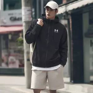 [언더아머] 라이벌 윈드브레이커 남자 바람막이 우븐 후드 점퍼 자켓 1390149-001