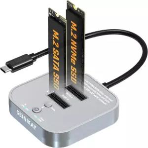 SEINIKAY 20Gbps M.2 NVMe/SATA 클로너 복제기 듀얼 인클로저 포함 22110 2280 2260 크기용 디자인