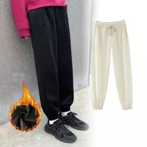 데일리룩 겨울 코듀로이 기모 와이드 조거팬츠 벨벳 골덴 바지